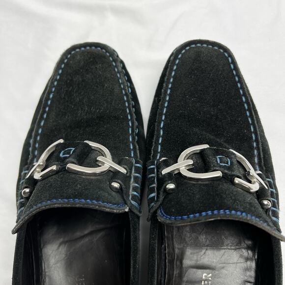 Donald Pliner Men\'s Dacio Bit Buckle Suede Slip-On Black Loafer Shoes Size 8M